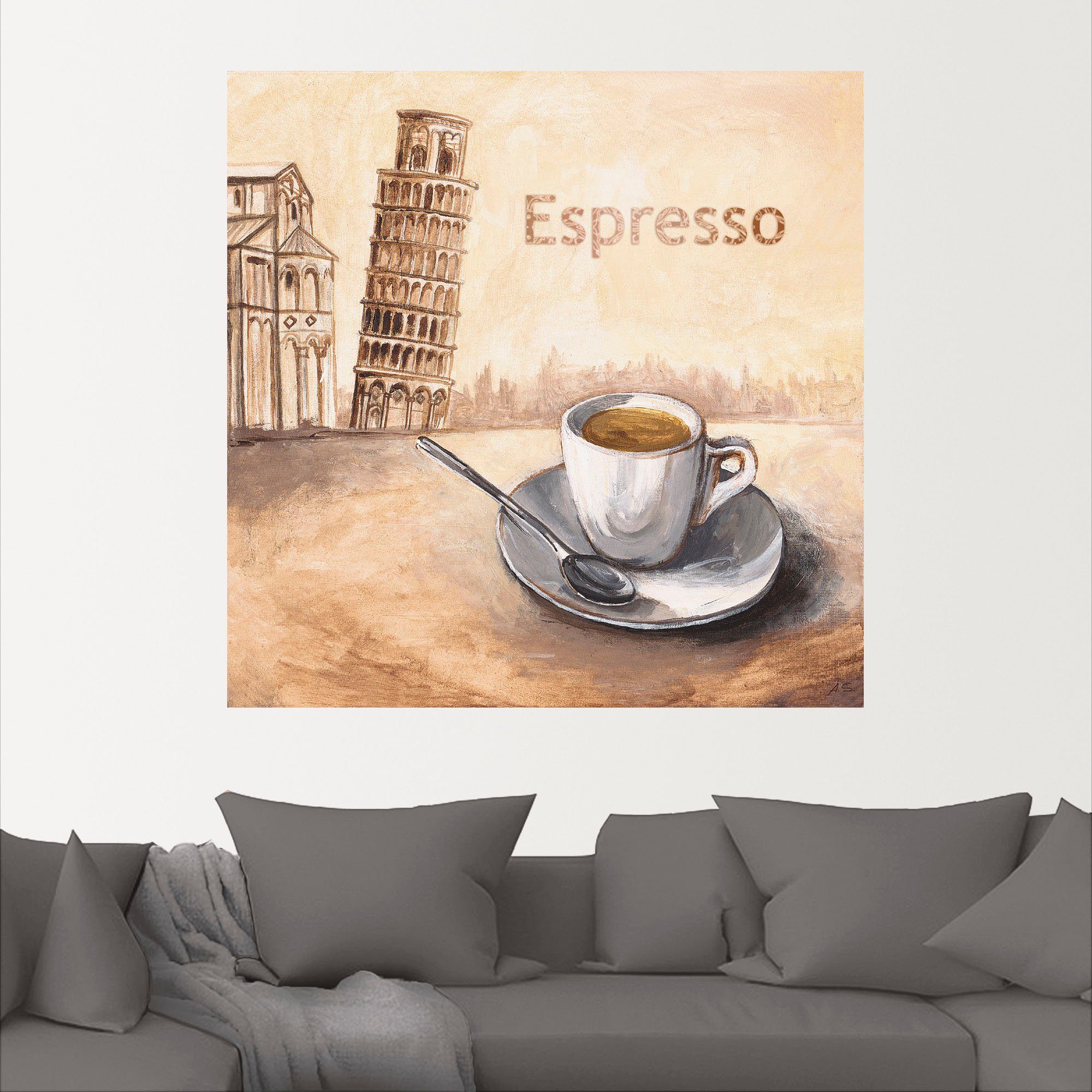 Artland Wandbild »Espresso in Pisa«, Kaffee Bilder (1 Stück), in vielen Größen & Produktarten - Alubild / Outdoorbild für den Außenbereich, Leinwandbild, Poster, Wandaufkleber / Wandtattoo auch für Badezimmer geeignet-kaufen