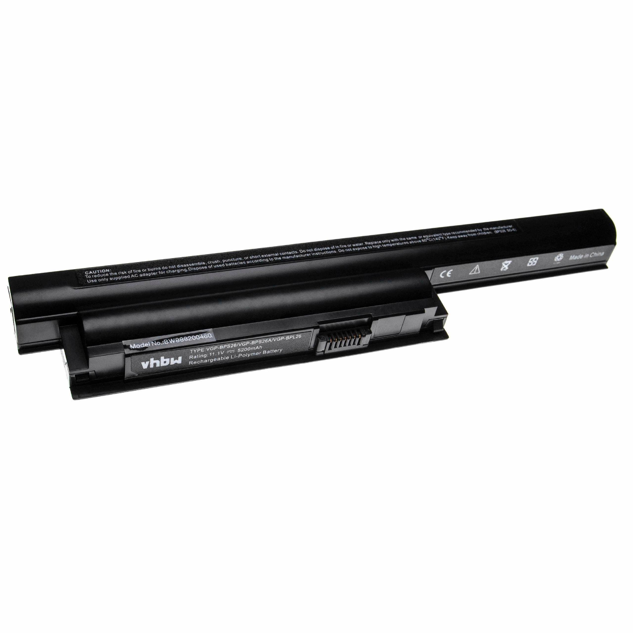 vhbw Laptop-Akku passend für Sony Vaio SVE1511A1E, SVE1511A1EB, SVE1511A1EW, SVE1511AEN, SVE1511AENB, SVE1511AFXS Notebook / Notebook / Netbook Notebook (5200mAh, 11,1V, Li-Polymer) 5200 mAh