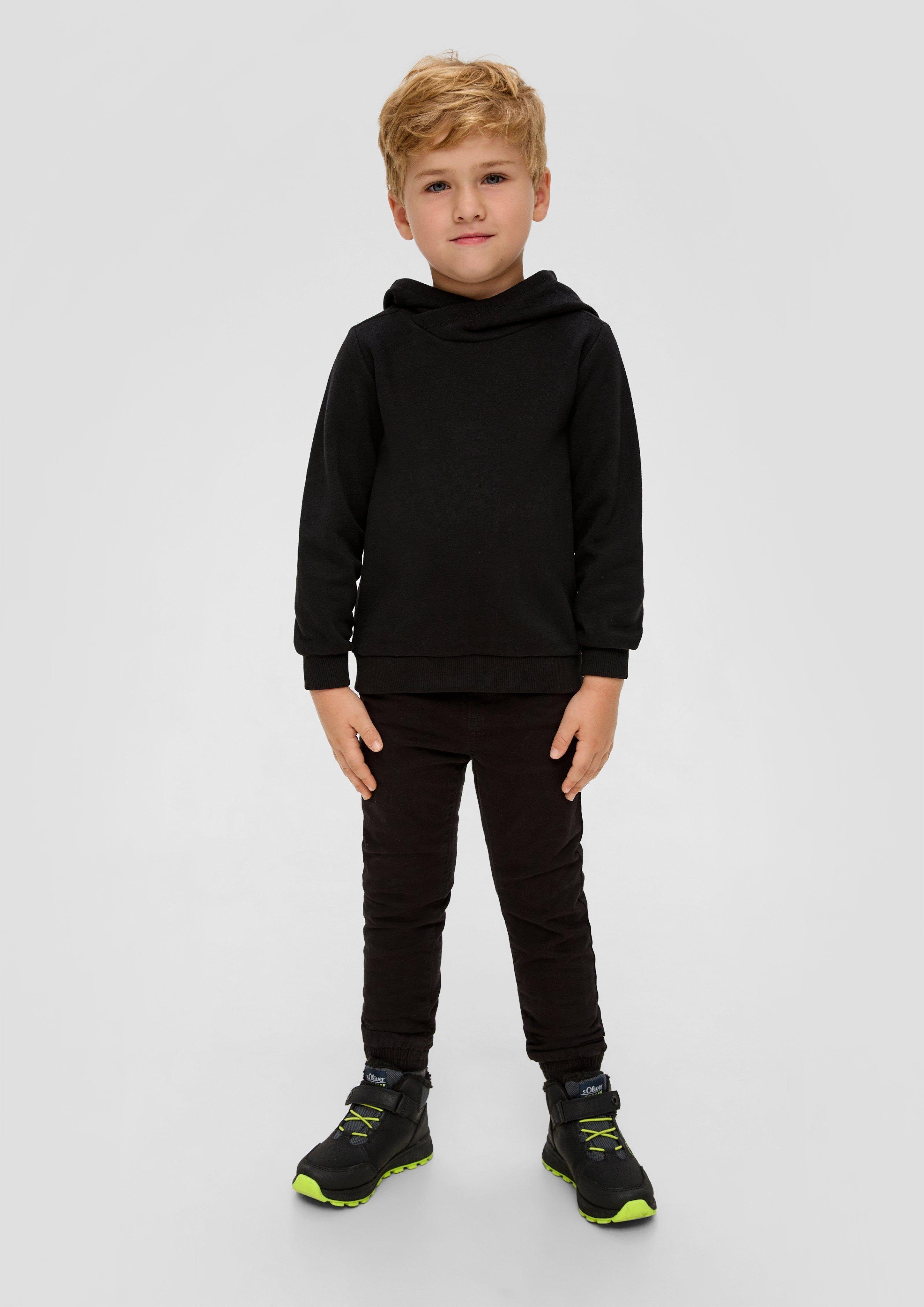 s.Oliver Sweatshirt Kapuzensweatshirt mit weicher Ziernaht schwarz Innenseite