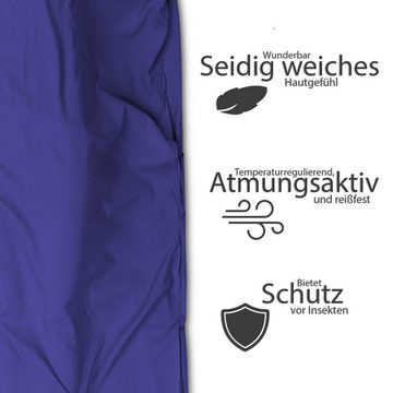 EAZY CASE Deckenschlafsack Schlafsack Mikrofaser Inlett, Camping Reiseschlafsack für Handgepäck Roadtrip Dünn Schlafsack Blau