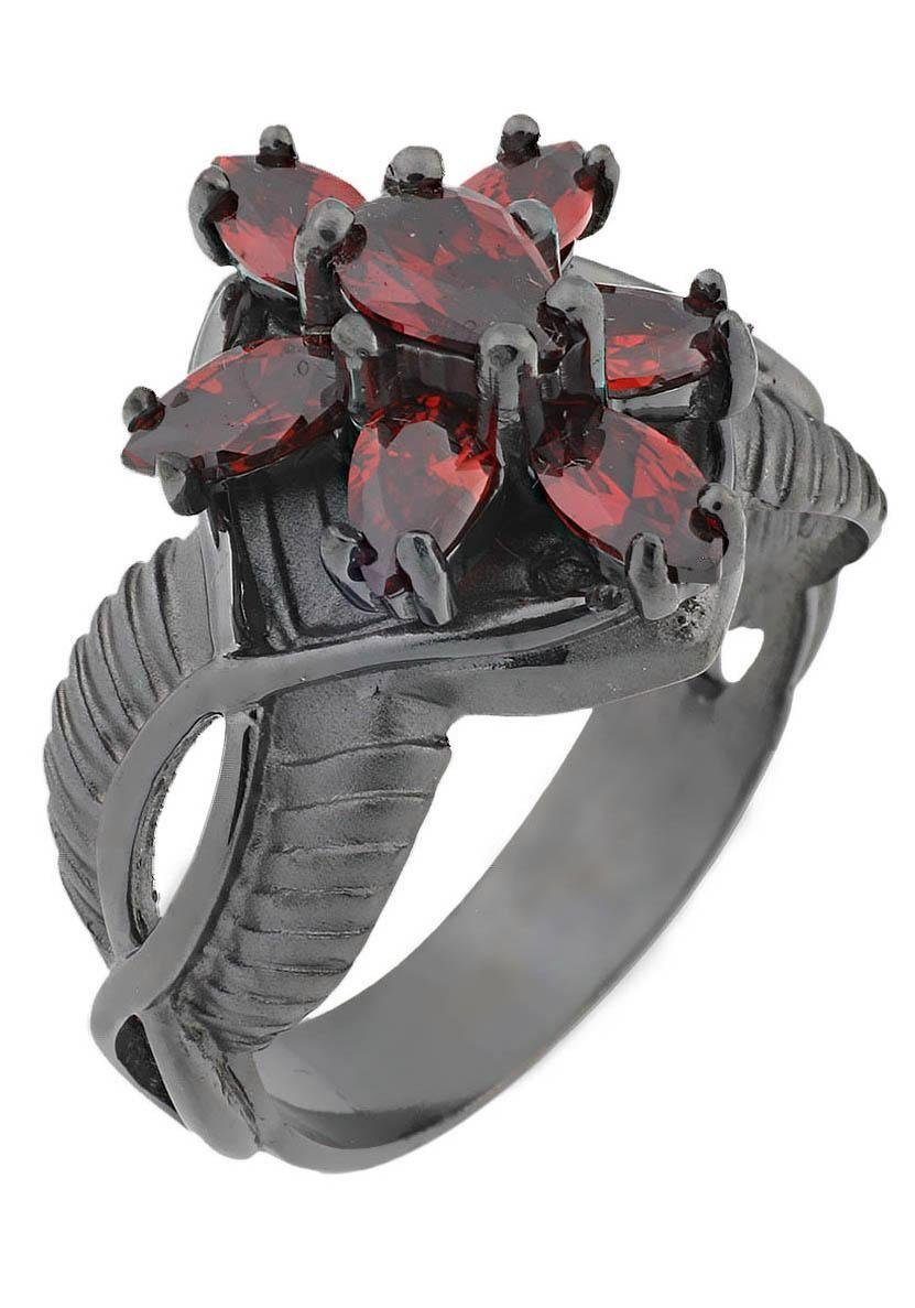 Der Herr der Ringe Fingerring Dark Years Collection Arwens Abendstern - schwarz rot, 20002139, Made in Germany - mit Zirkonia (synth)