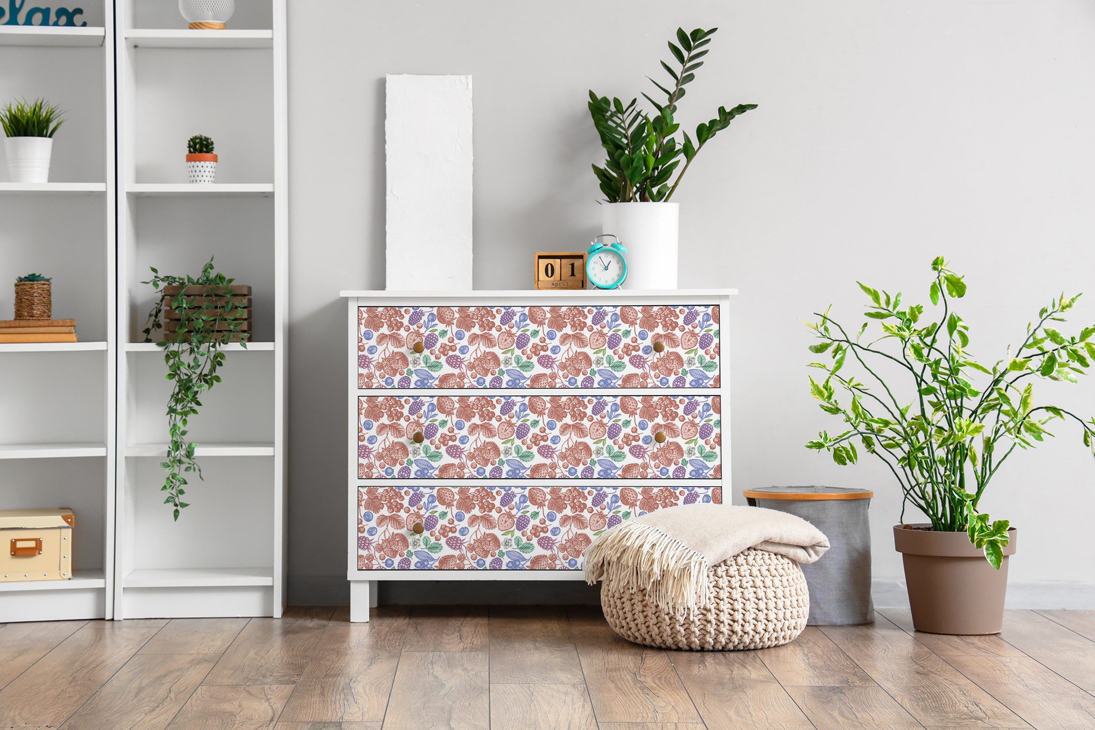 Tulup Möbelfolie Schrankfolie Selbstklebend Bunte Früchte 100x50 cm Möbel Aufkleber