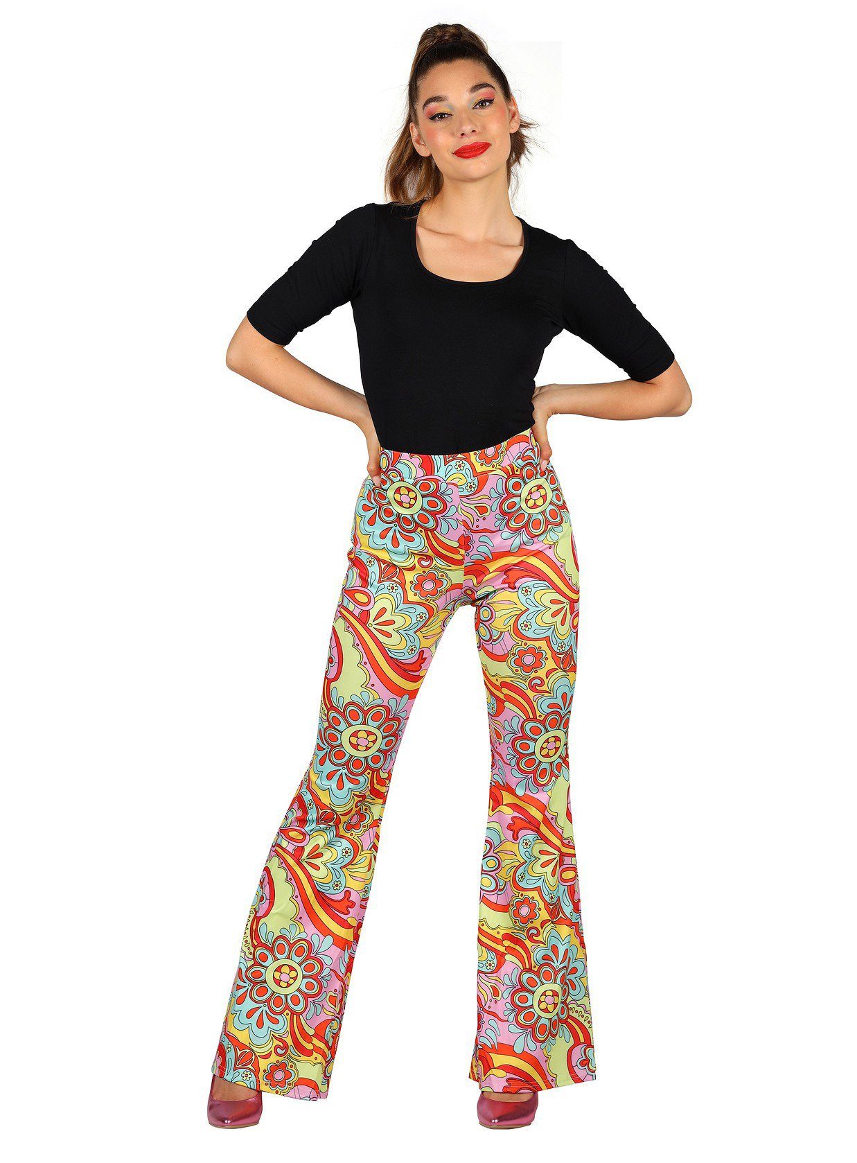 thetru Hippie-Kostüm 70er Jahre Leggings Pastel Flowers, Hippie Hose mit Fl günstig online kaufen