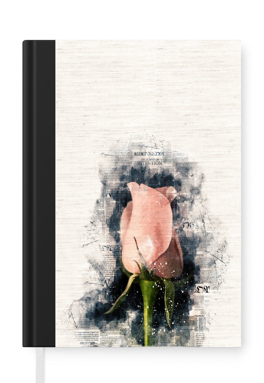 MuchoWow Notizbuch Rosa Blume mit abstraktem Leuchten, Journal, Merkzettel, Tagebuch, Notizheft, A5, 98 Seiten, Haushaltsbuch