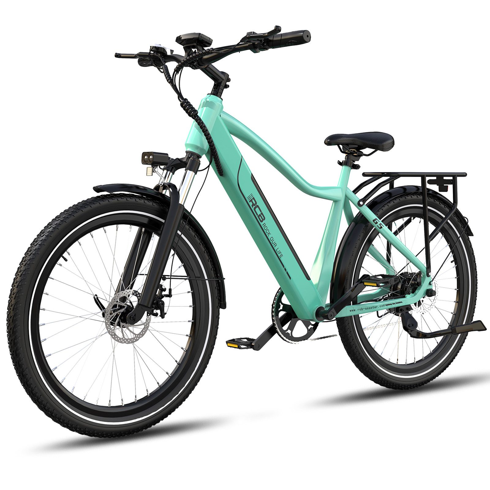 RCB E-Bike Pedelec G5 für Stadt und Gelände,27,5Zoll Herren Elektrofahrrad,13Ah,80-120 km, 7 Gang, Kettenschaltung, Heckmotor, 468 Wh, APP&NFC, ebike Herren, Drehmomentsensor, max. Geschwindigkeit: 25 km/h