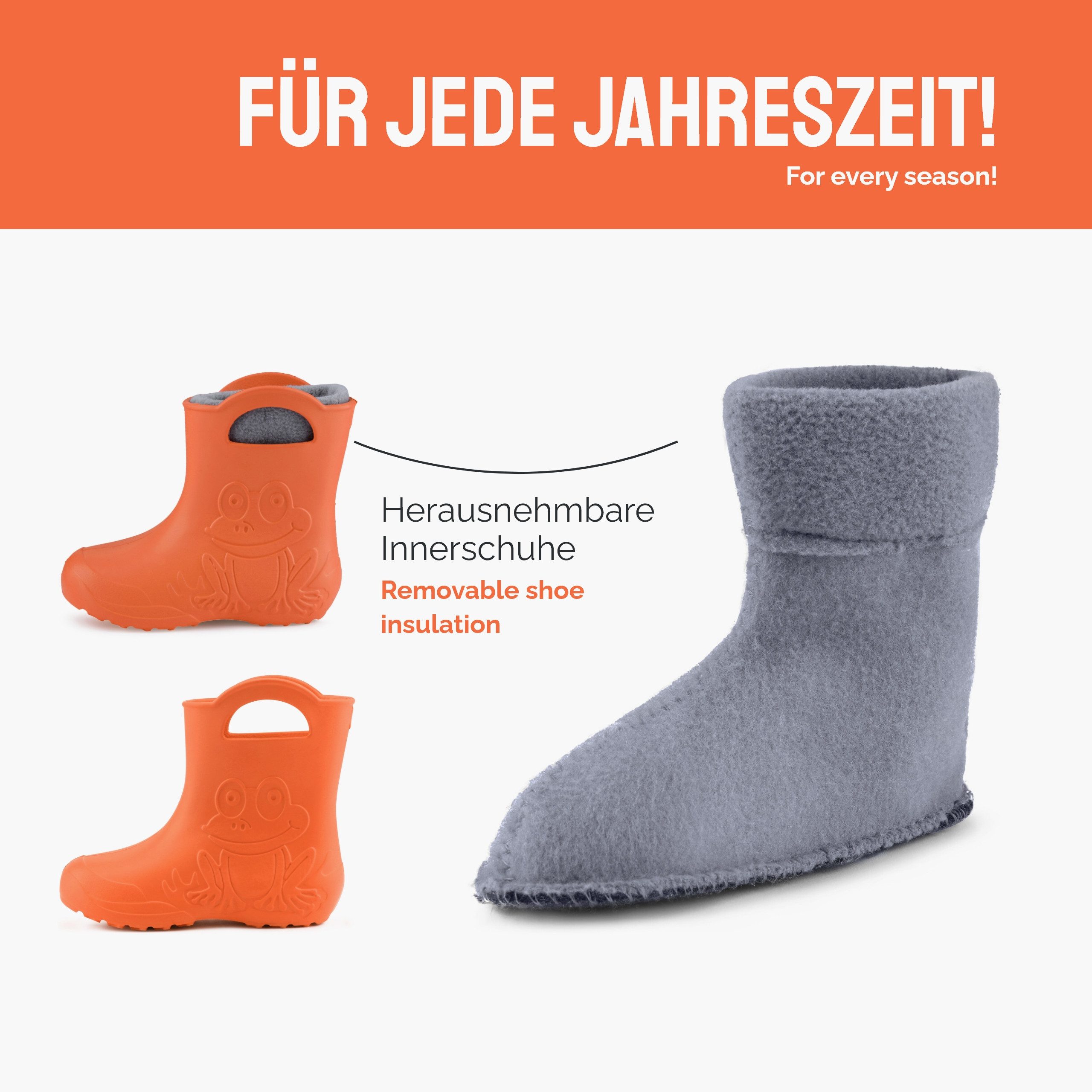 Ladeheid Kinder EVA federleichte Regenschuhe LA-CA-03 Gummistiefel mit herausnehmbares Innenfutter – Bild 4 von 5