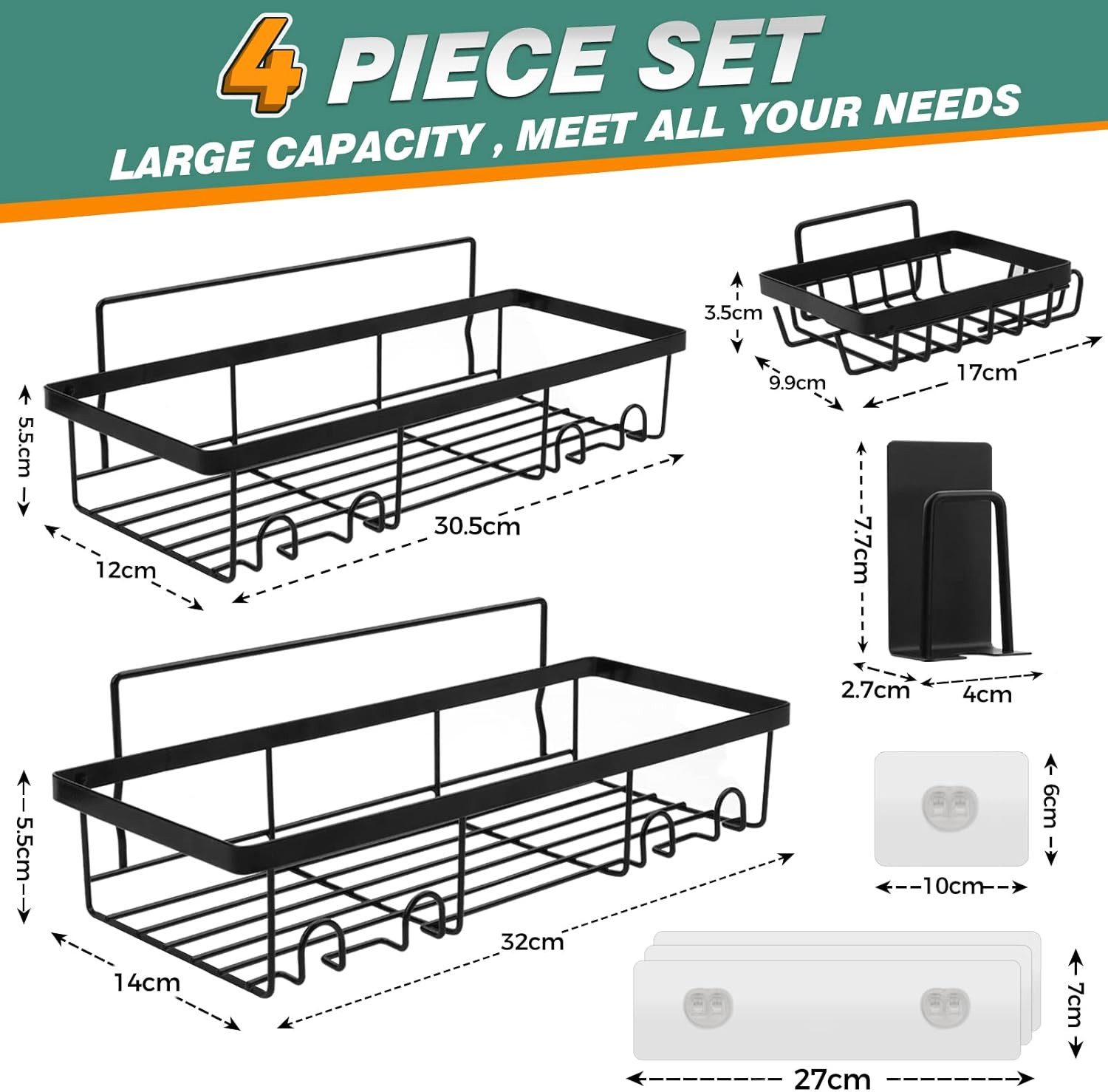 LA CUTE Duschablage Badregal Duschablage Edelstahl Set, 4er Set ohne Bohren günstig online kaufen