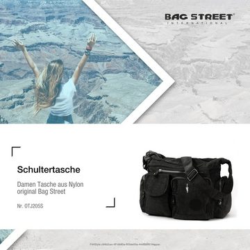 BAG STREET Schultertasche Bag Street Damenhandtasche Schultertasche (Schultertasche), Schultertasche Nylon, schwarz ca. 32cm x ca. 20cm