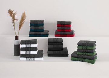 Bruno Banani Handtuch Set Jassen, Duschtücher, Handtücher, Walkfrottee (Set, 6-St), mit gestreifter Bordüre, 6 teiliges Handtücher Set aus 100% Baumwolle