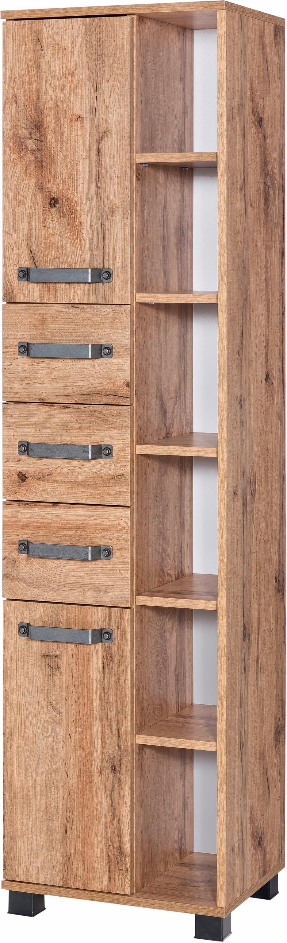 Schildmeyer Hochschrank Milan Breite 42 cm, mit 2 Türen, 3 Schubladen & 6 offenen Fächern