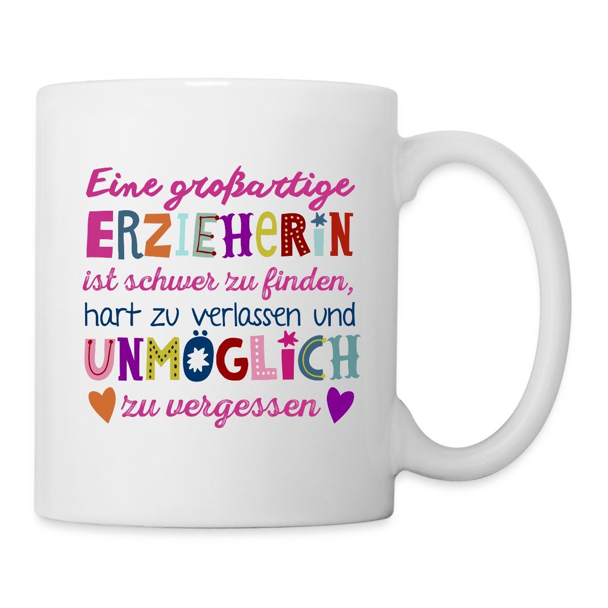 Spreadshirt Tasse Großartige Erzieherin Danke Geschenk Tasse, Keramik