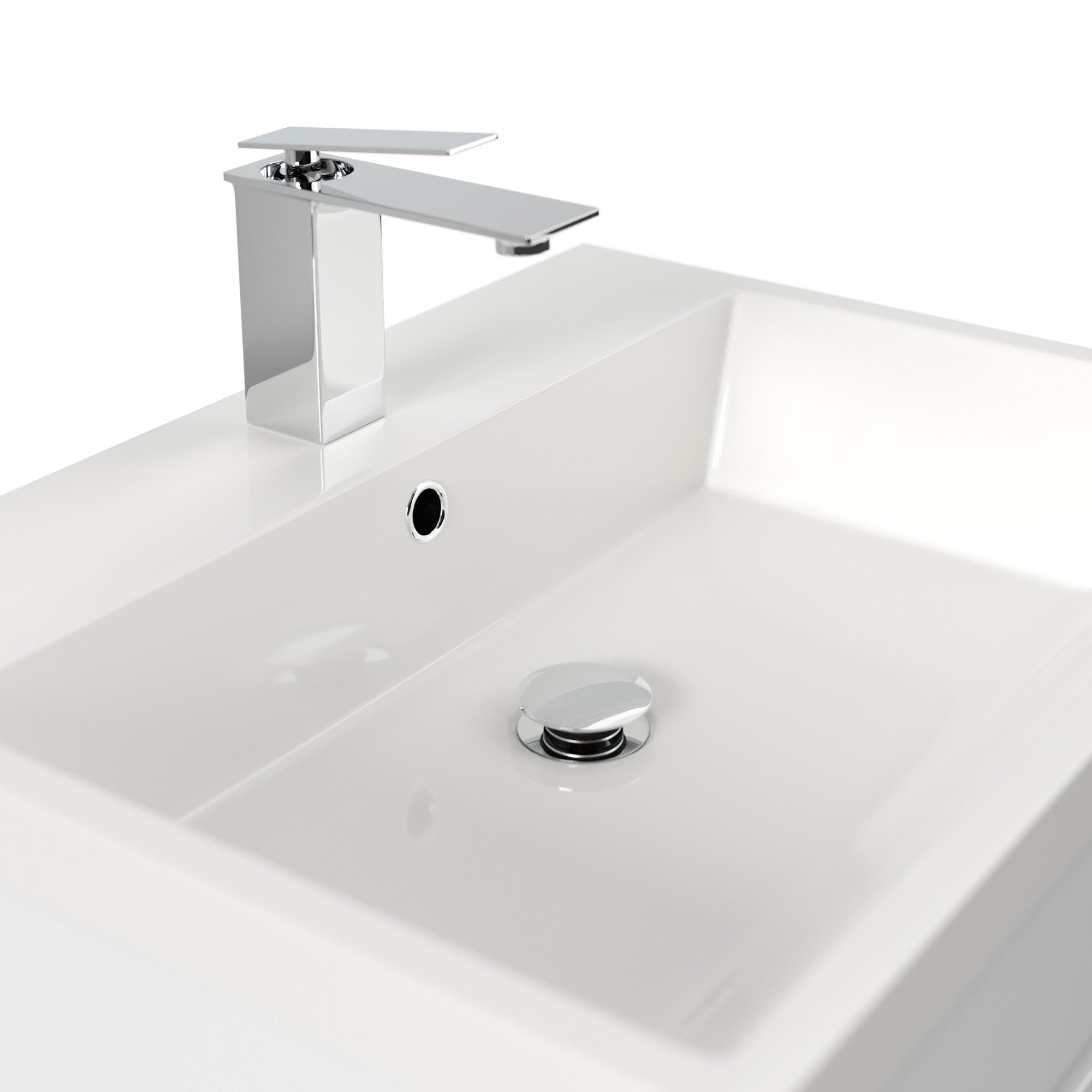 Magnolia Home Waschtisch Badmöbel Via 60 SoftClose weiss hochglanz mit grifflosen Schubladen – Bild 5 von 5