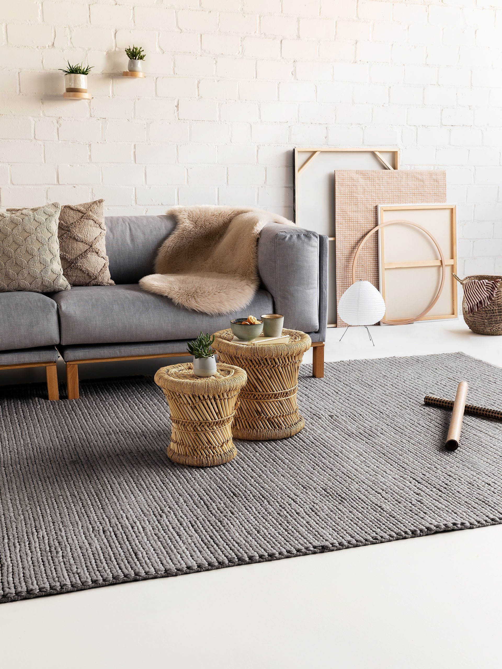 benuta Wollteppich Uno, rechteckig, Höhe: 5 mm, Kunstfaser, Berber, Ethno-S günstig online kaufen