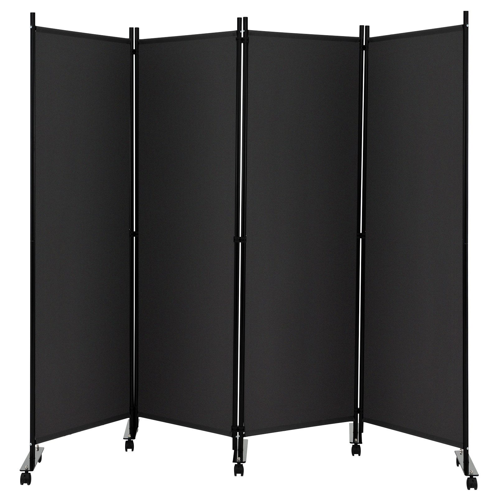 COSTWAY Paravent auf Rollen, 4 tlg., faltbar, Metallrahmen, 225x173cm günstig online kaufen