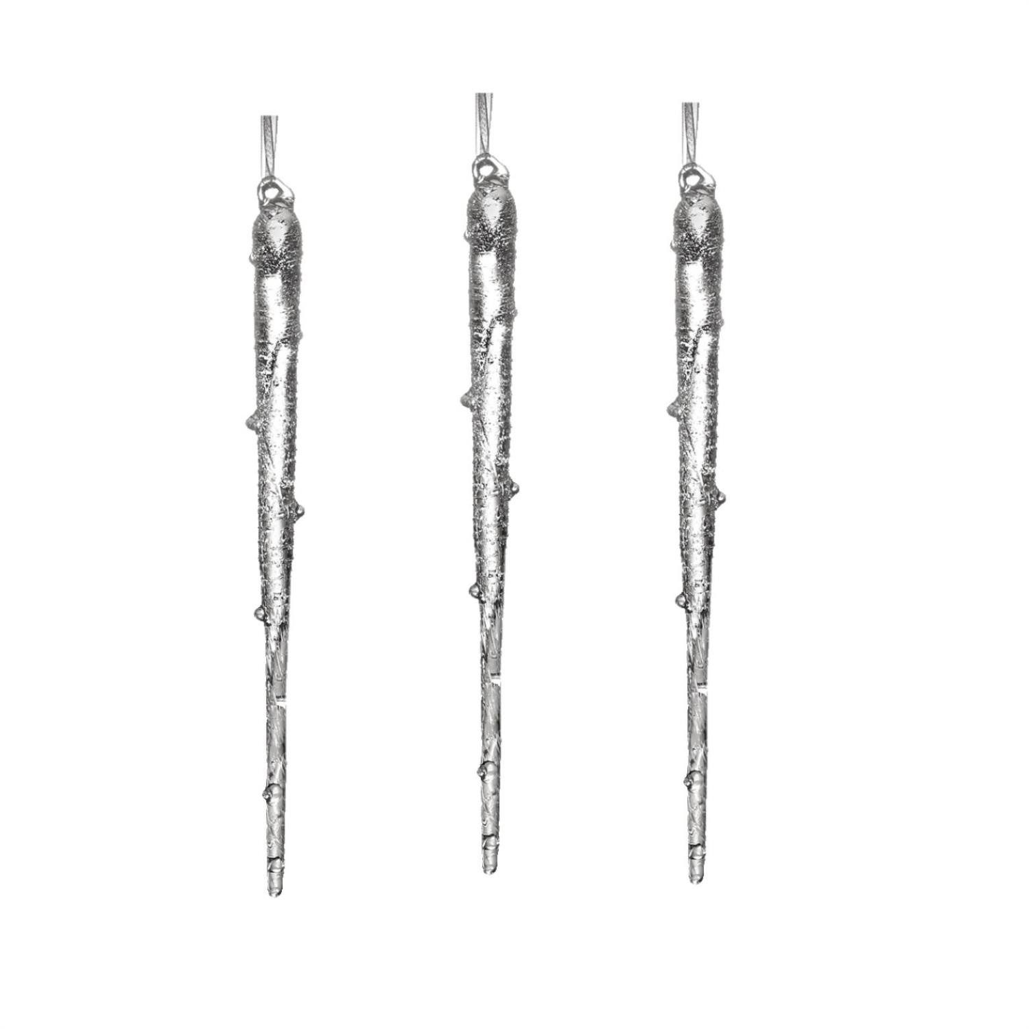 MARELIDA Christbaumschmuck Weihnachtsbaumschmuck Eiszapfen gefrostet Weihnachtsdeko H: 20cm 3St.