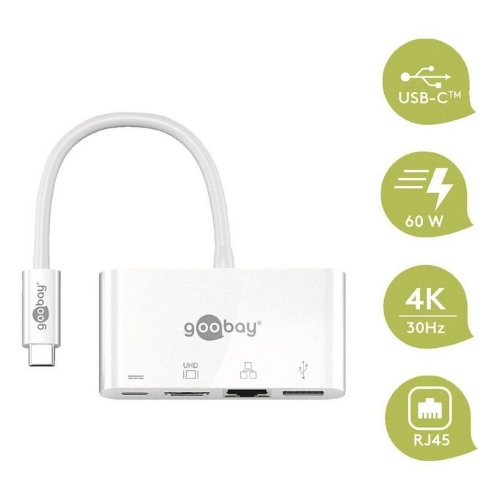 Goobay USB-Adapter 15 cm USB-C Multiport HDMI / USB-A / LAN