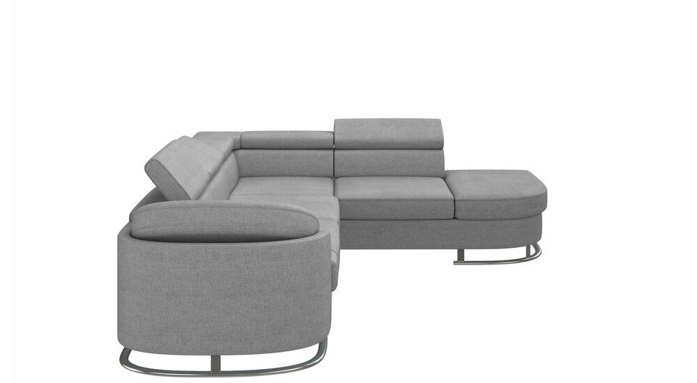 Stylefy Ecksofa Ice, oder Kopfteil- inklusive stellbar, rechts und mit bestellbar, mane Eckcouch, Bettkasten, im L-Form, Bettfunktion frei Armlehnenverstellung links Raum und Metall