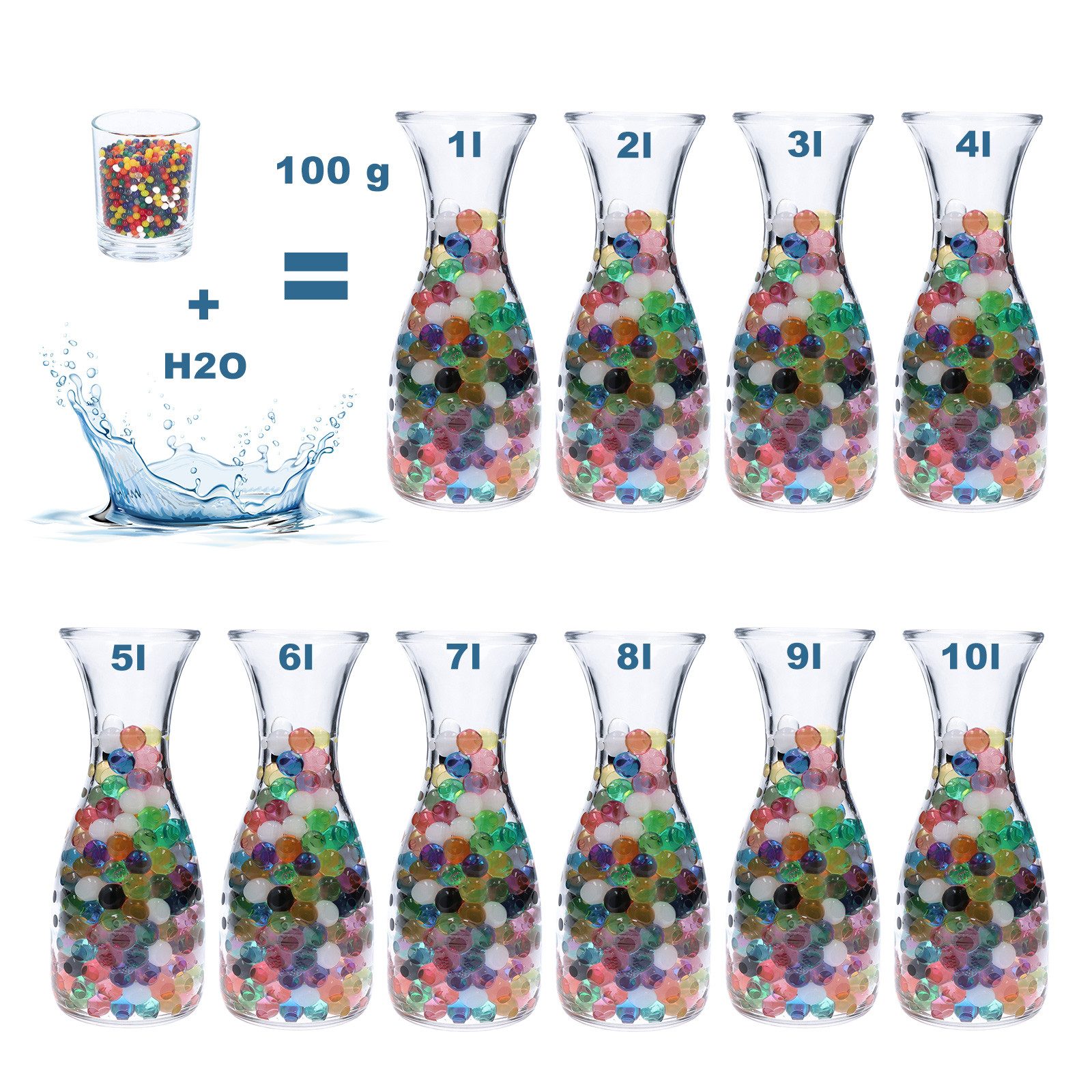 trendfinding Deko-Granulate 100 g Hydroperlen Deko Granulat, (3,5-4 mm, Mehrfarbig)