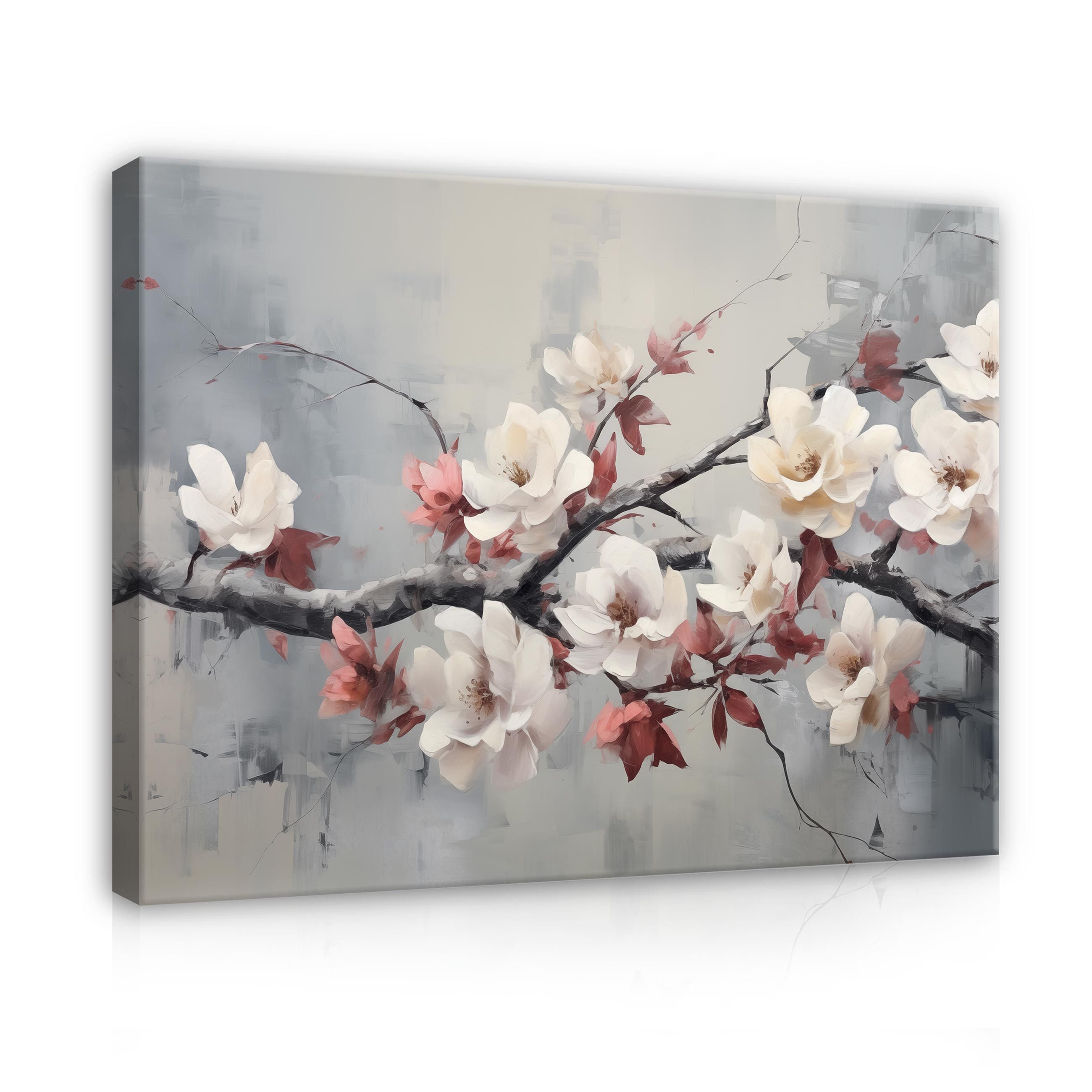 Wallarena Leinwandbild Blumen Art Gemalt Grau günstig online kaufen