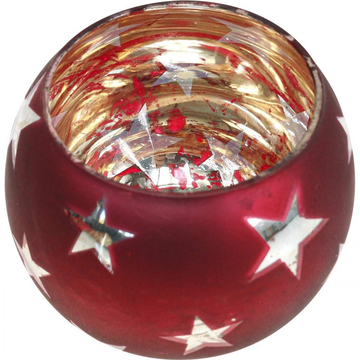 Florists Products Weihnachtsmann Stimmungsvolles Glaswindlicht mit Sternmotiven für
