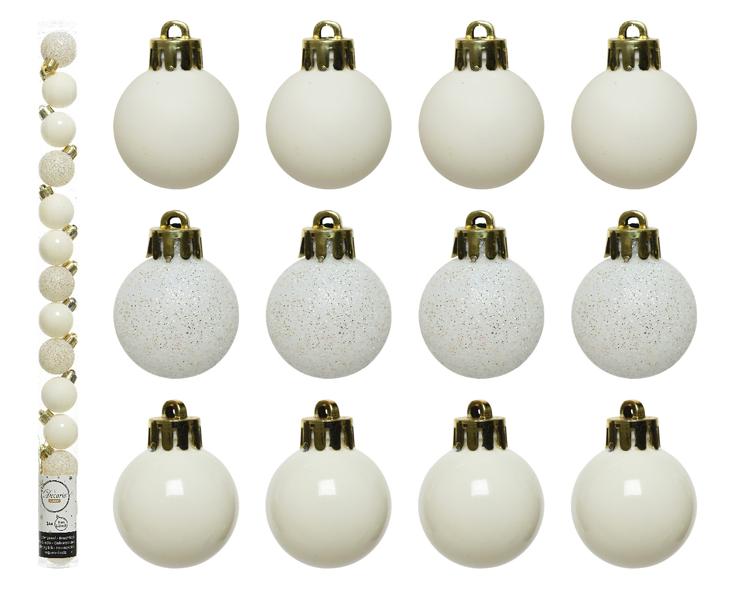 Kaemingk Weihnachtsbaumkugel, Weihnachtskugeln Kunststoff 3cm 14er Set - Wollweiß. € 6,19, (€ 0,44 pro 1 Stk).