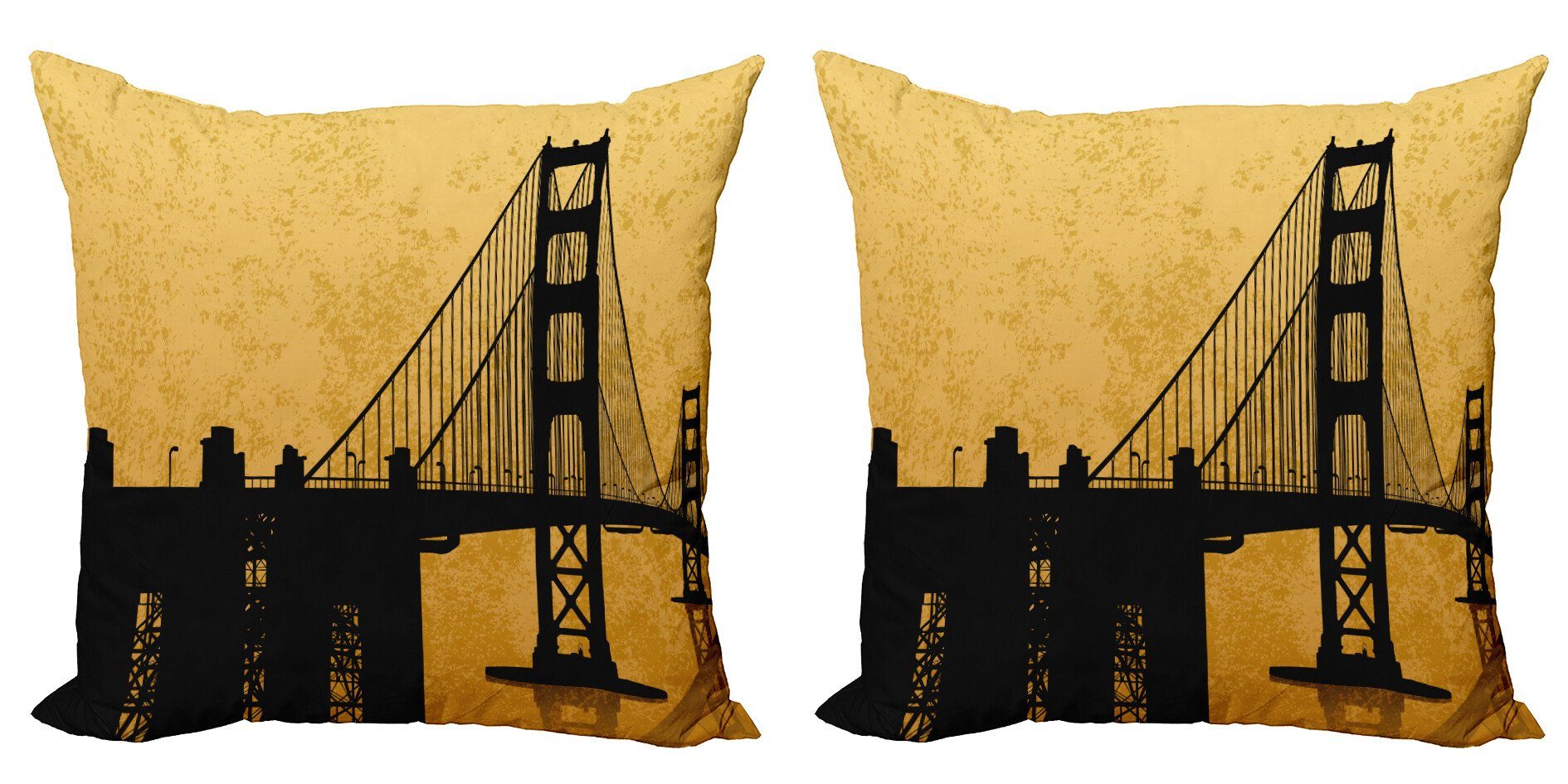 Kissenbezüge Modern Accent Doppelseitiger Digitaldruck, Abakuhaus (2 Stück), Silhouette Golden Gate Bridge Art