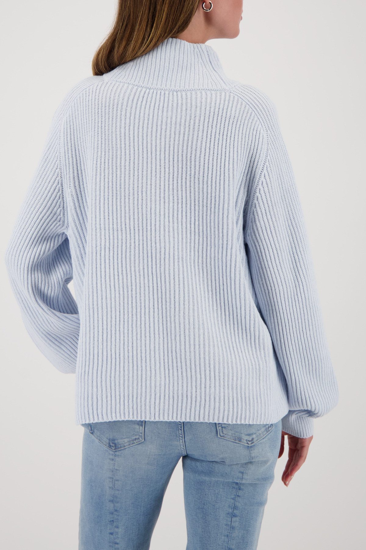 Monari Strickpullover Pullover Basic Perlfang Regular fit mit Stehkragen