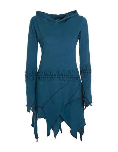 Vishes Zipfelkleid Langarm Damen Elfen Zipfel Kleid Tunika mit Zipfelkapuze Hippie, Boho, Hoodie Style