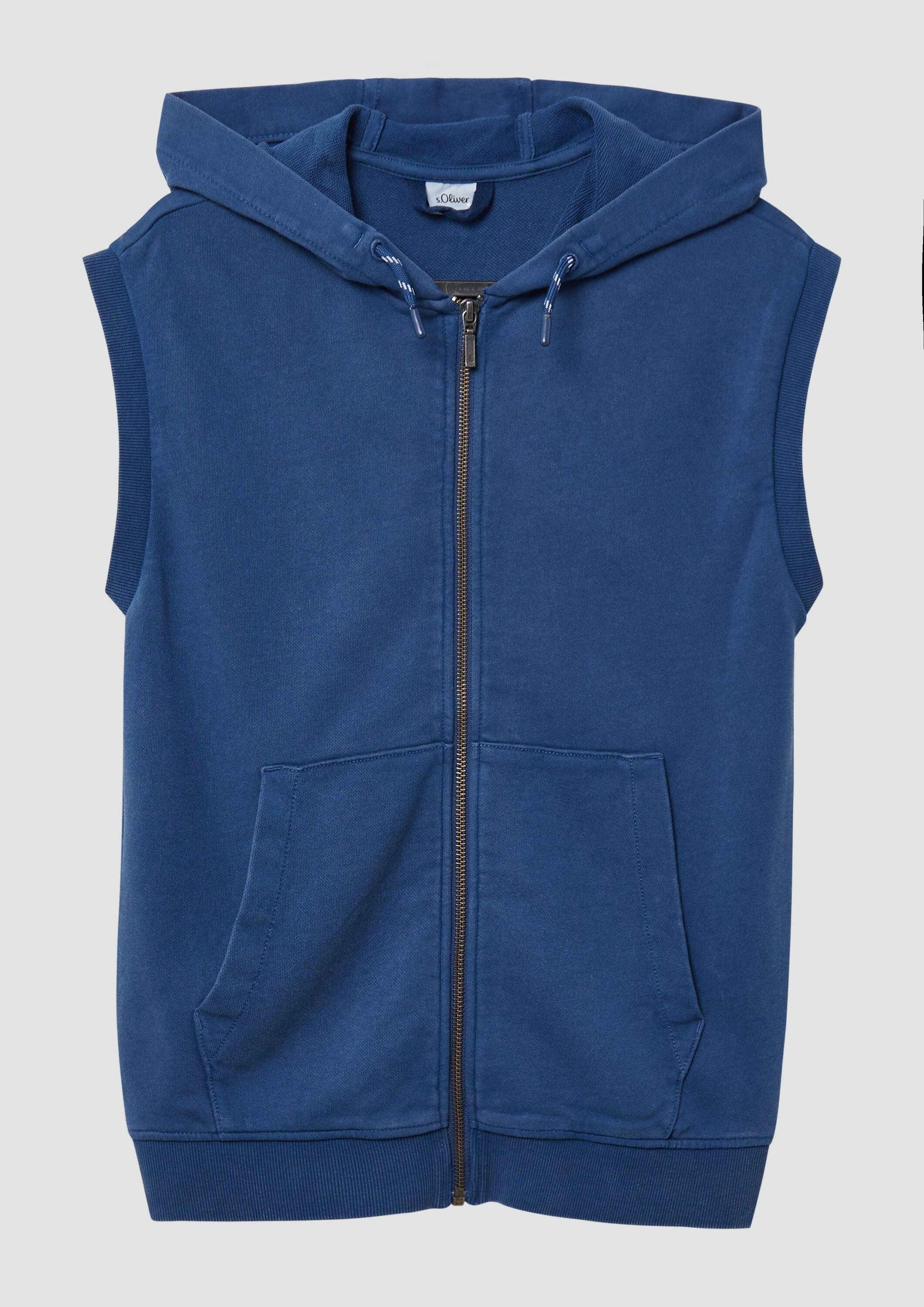 s.Oliver Sweatjacke Indoor-Weste Gewaschene Sweat-Weste mit Kapuze