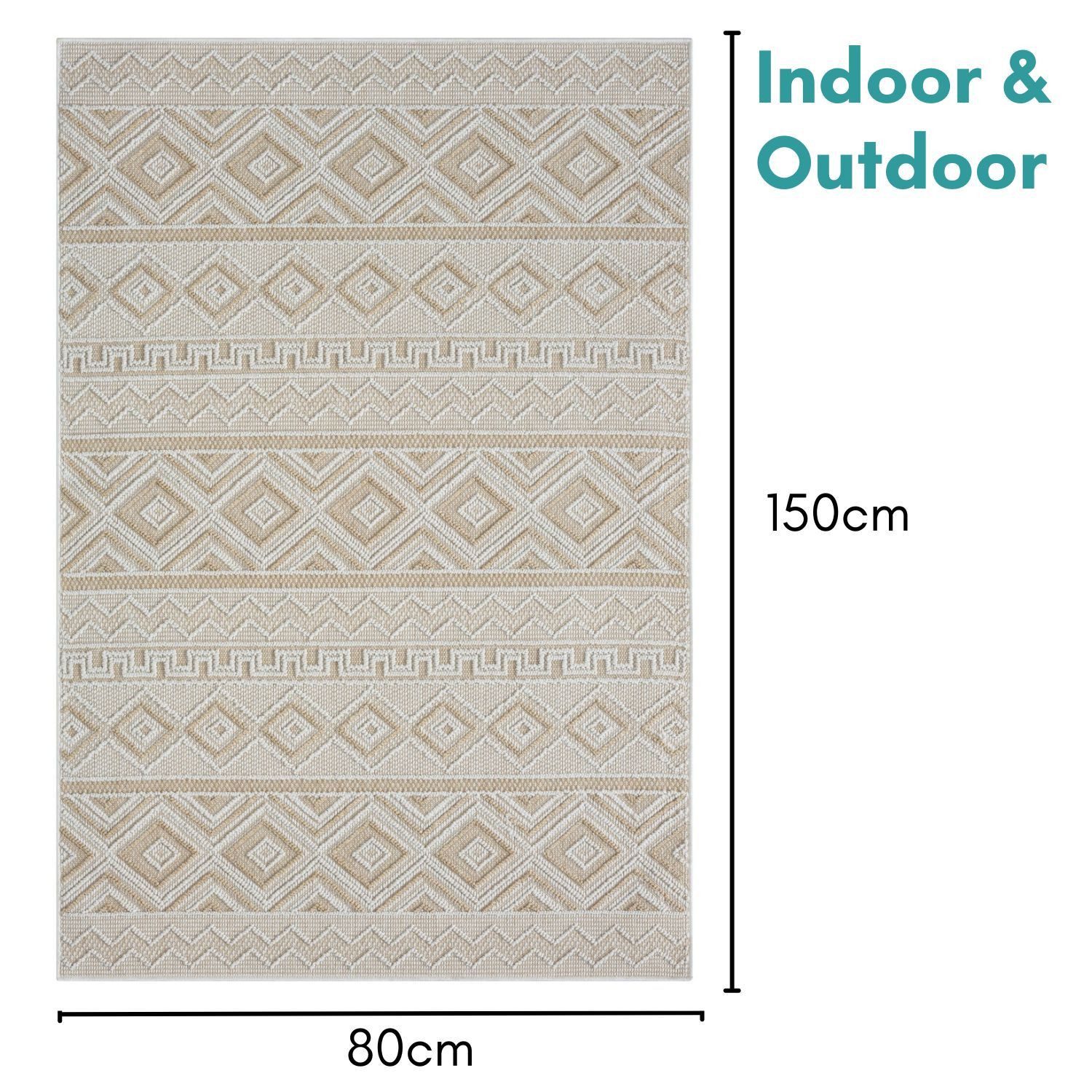 Wohnando Teppich MY-RUG Outdoor-Teppich "Arya" 150x80 cm, beige, rechteckig, Höhe: 8 mm, im schönem Boho-Stil, Sisal-Optik, weich, für Garten und Balkon