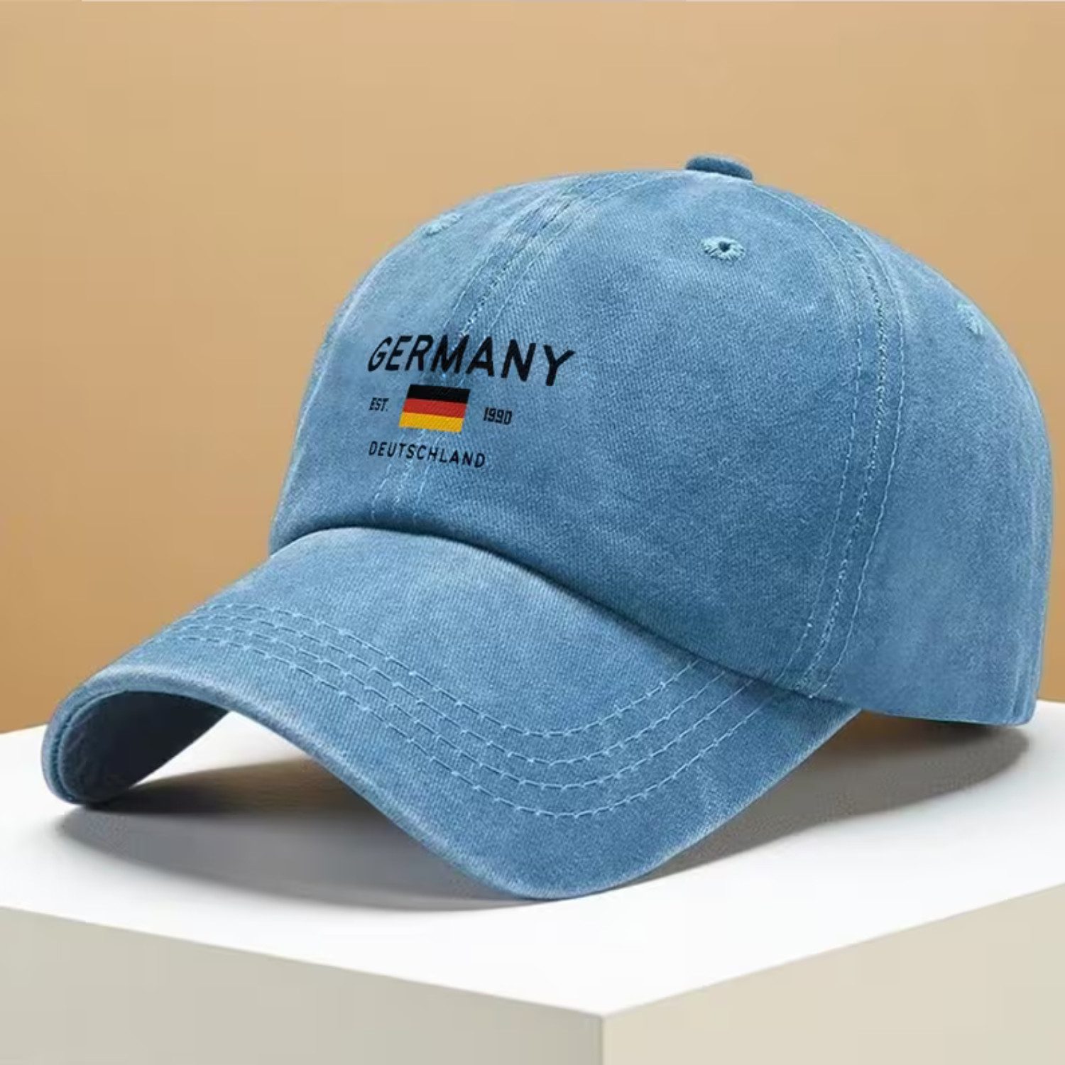XCOAST Baseball Cap Fan Baseball Kappe Deutschland – Vintage Dad Hat Deutschland Farbe Hellblau - EM, WM, Länderspiele