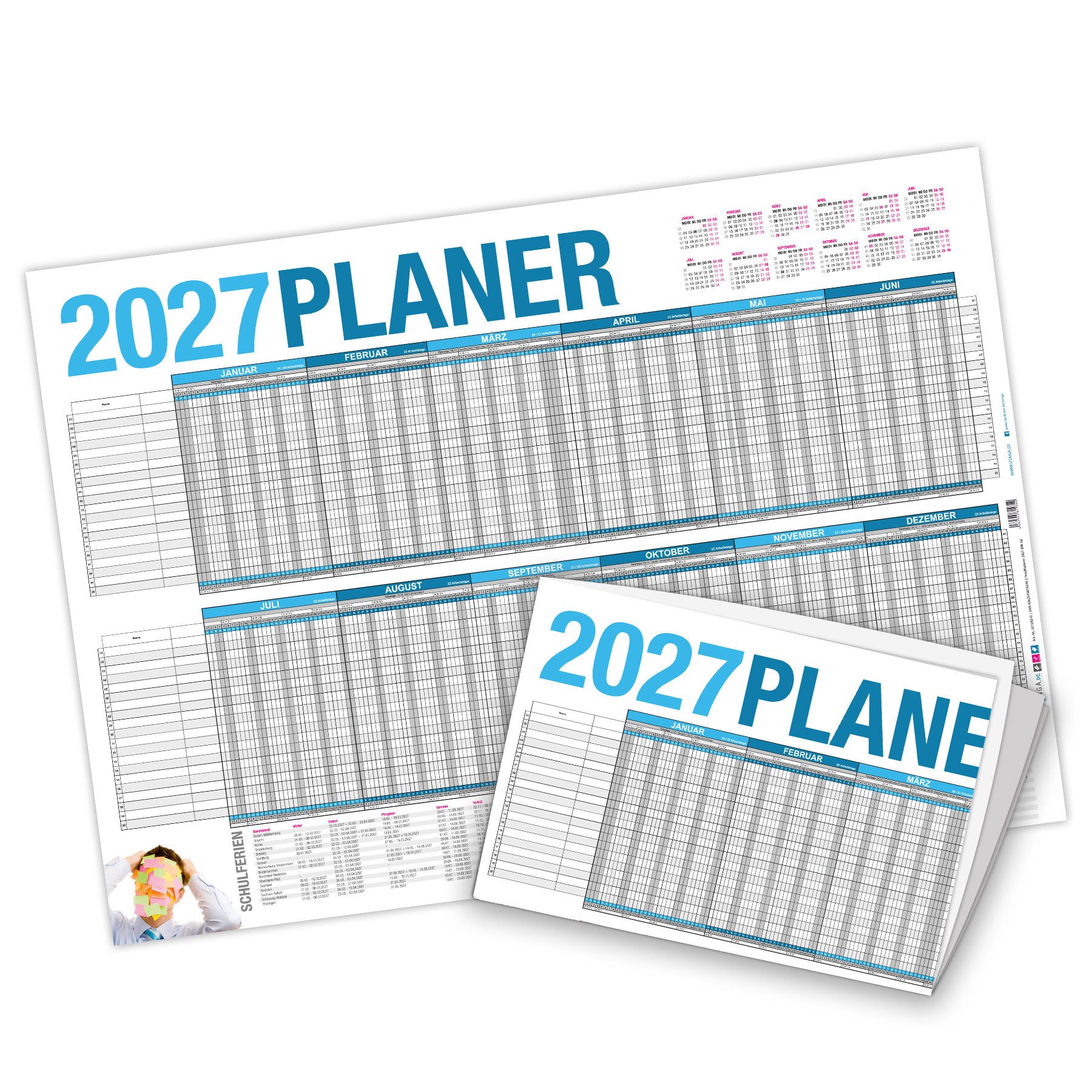 itenga Wandkalender itenga Urlaubsplaner Projektplaner 2027 Wandkalender DIN A2 gefalzt 25