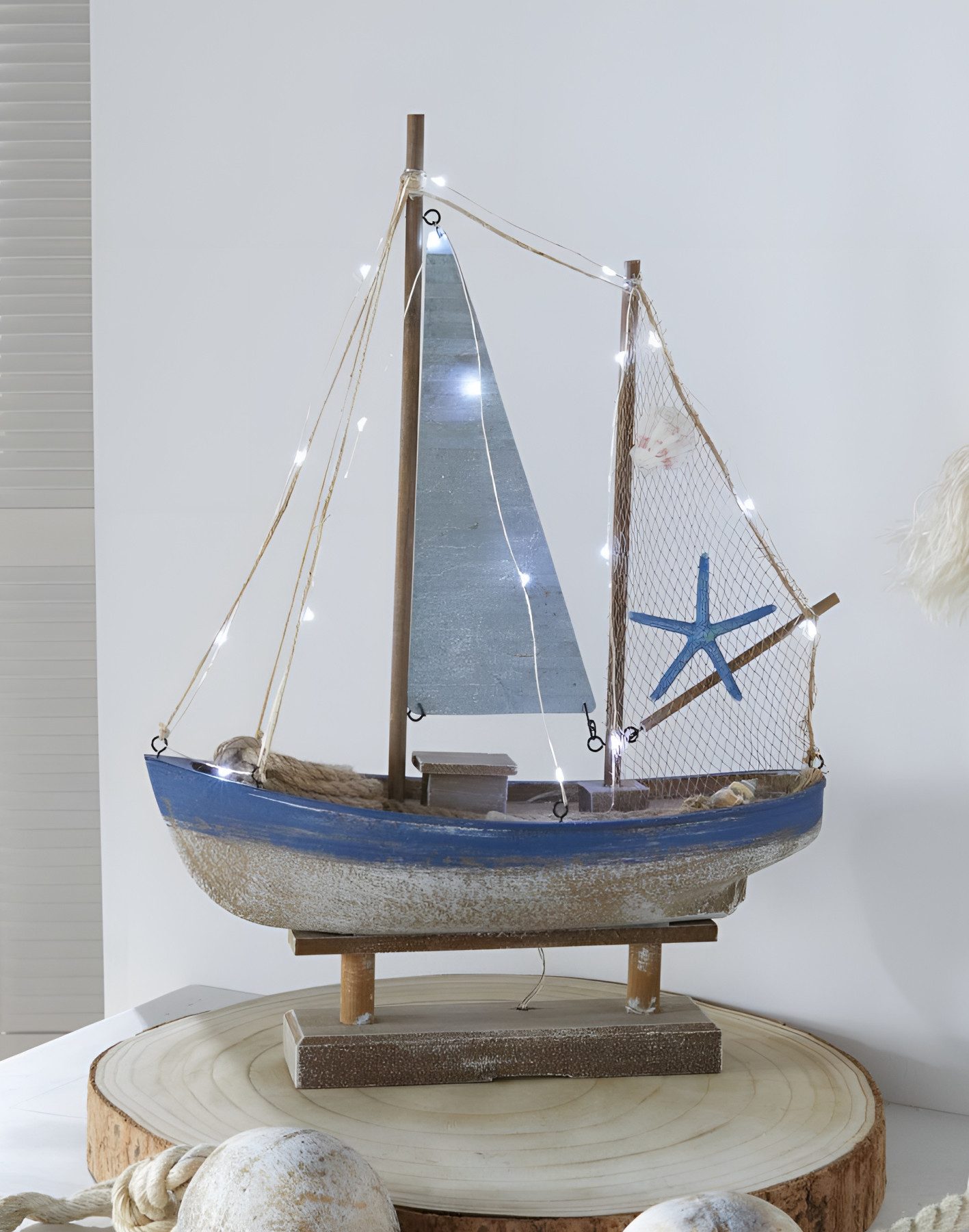 Dekoleidenschaft LED-Dekofigur "Segelschiff" Deko aus Holz im Shabby Look, günstig online kaufen