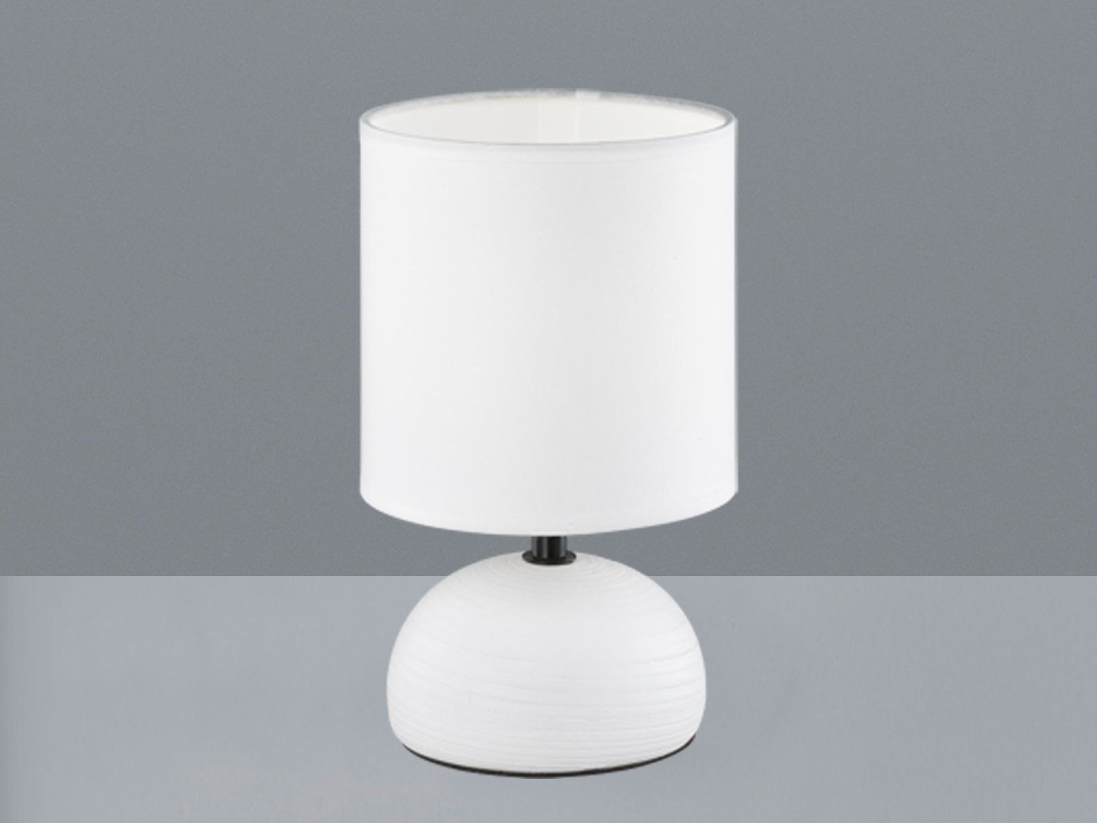 Reality Leuchten Nachttischlampe, Dimmfunktion, LED wechselbar, Warmweiß, kleine dimmbar-e Fensterlampe Fensterbank Stoff Lampenschirm, H: 23cm