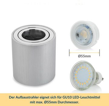 Sweet LED Aufbauleuchte GU10 Aluminium rund spots schwenkbar 2 stück, ohne Leuchtmittel, Aufbaustrahler LED, Aufbauspot
