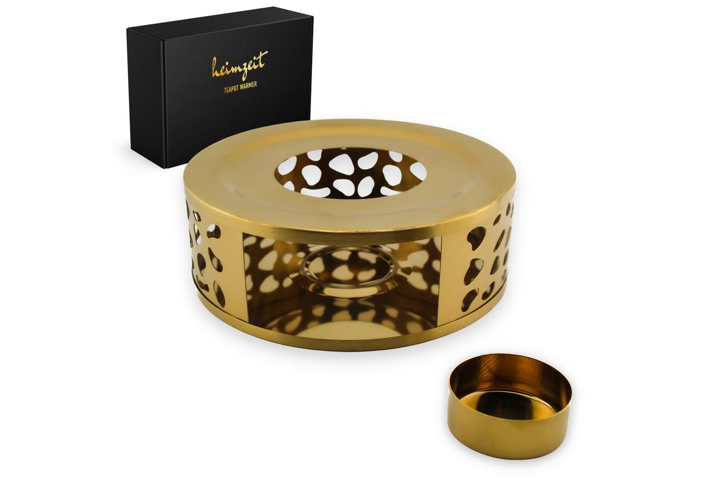 heimzeit Stövchen heimzeit Stövchen mit Teelichthalter Edelstahl, (Set), Teewärmer für Teekannen und Kaffeekannen