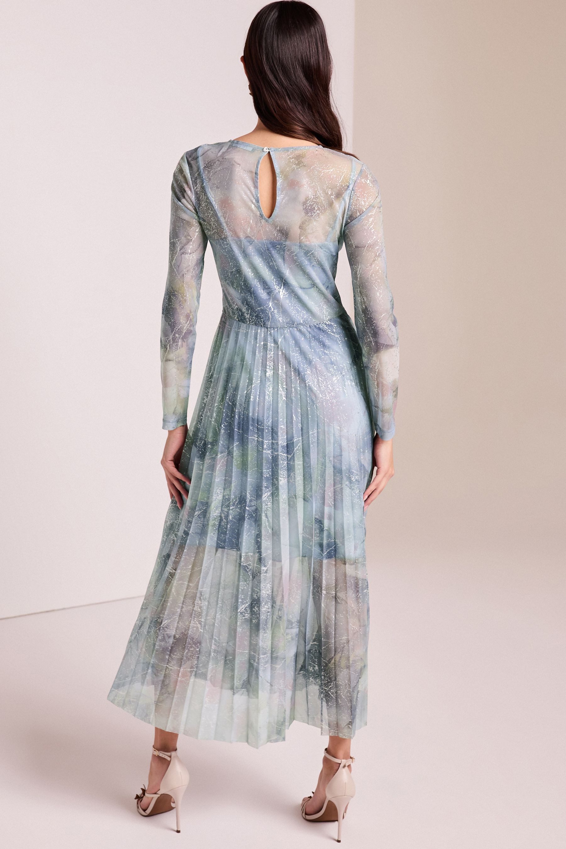 Next Midikleid Langärmeliges, plissiertes Midikleid mit günstig online kaufen