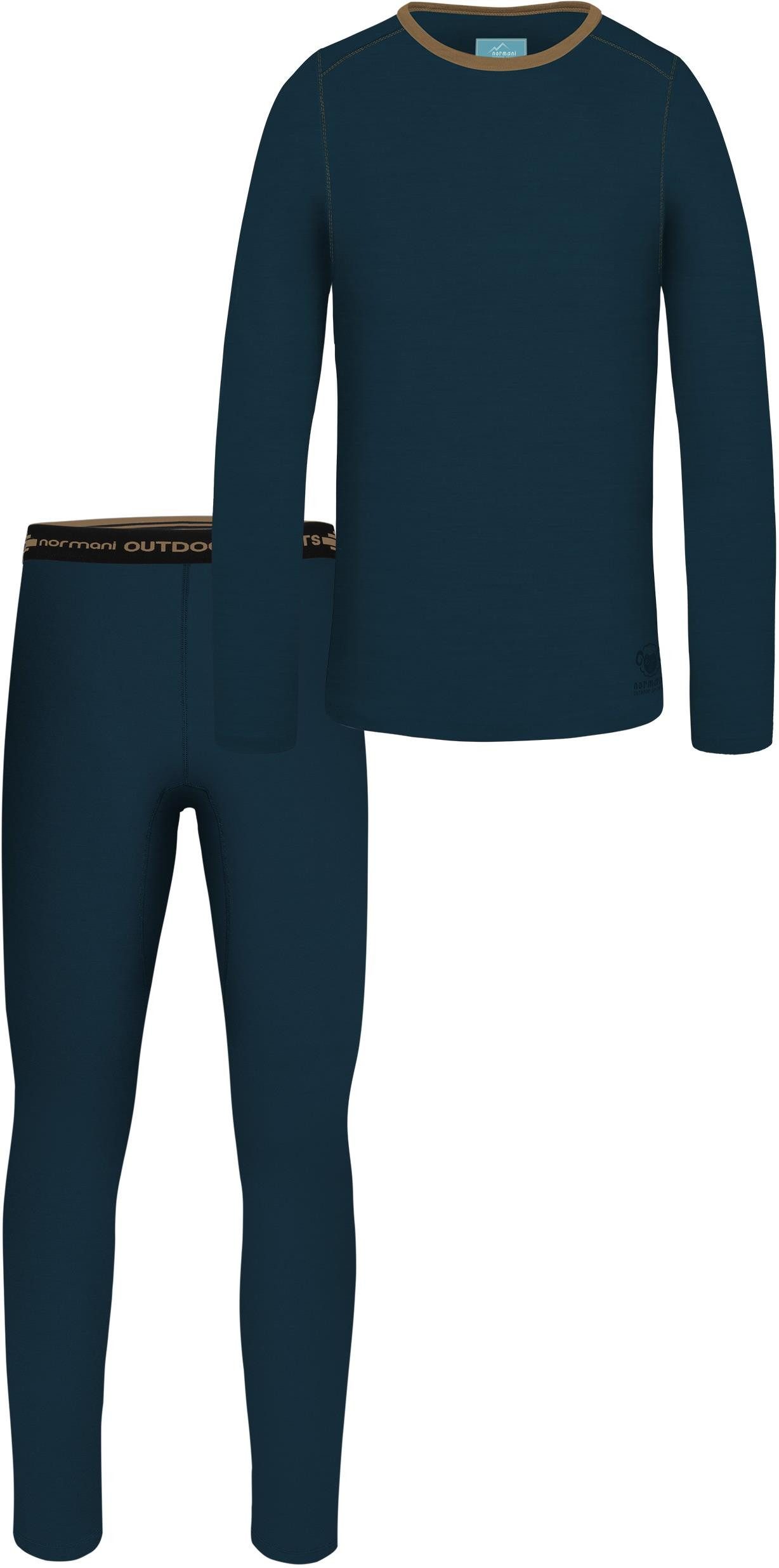 normani Thermohose Kinder Merino Thermo Unterwäsche Thermounterwäsche aus 100 % Merinowolle - Sportunterwäsche SkiSet
