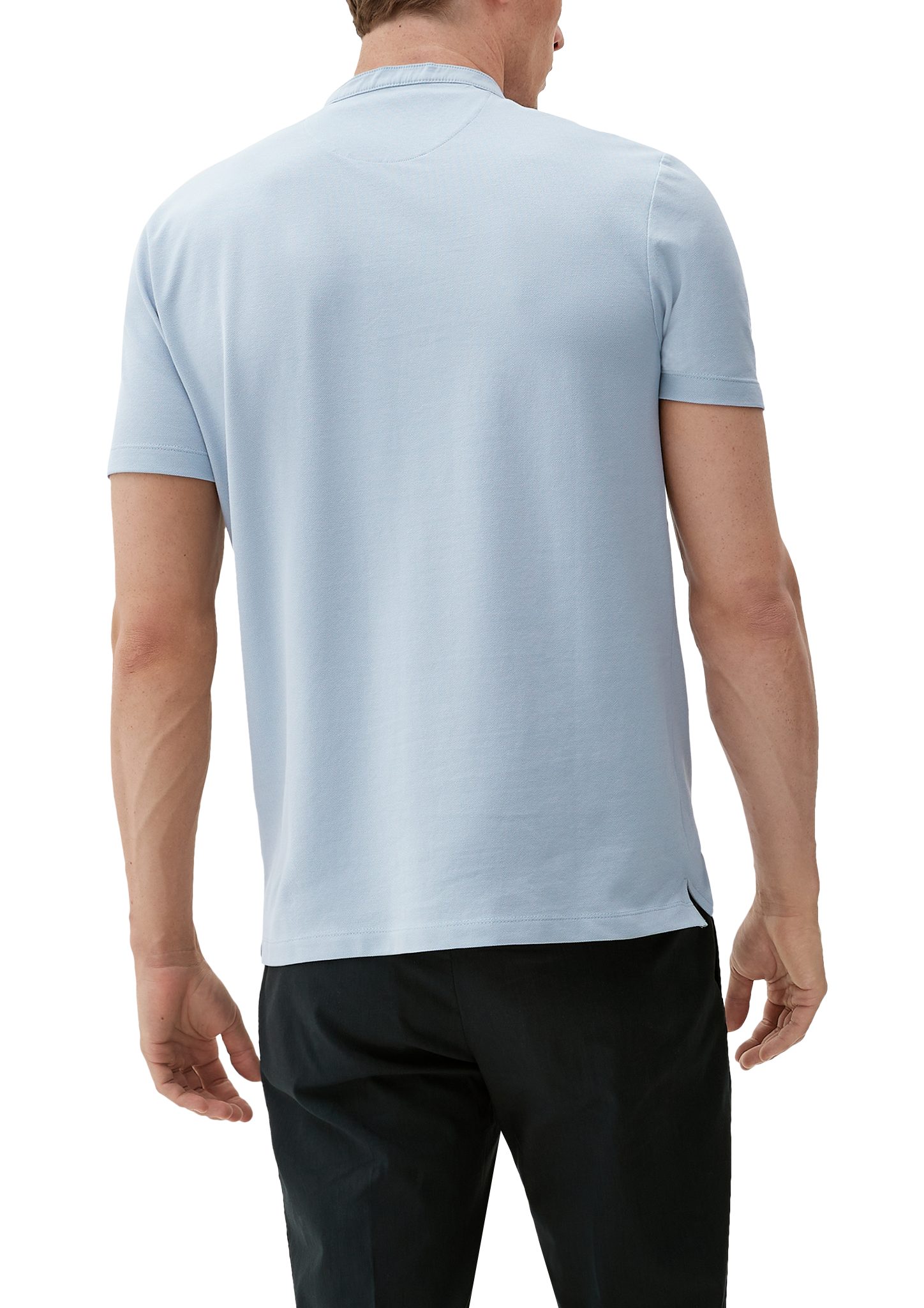 Kurzarmshirt mit Henleyausschnitt hellblau T-Shirt s.Oliver