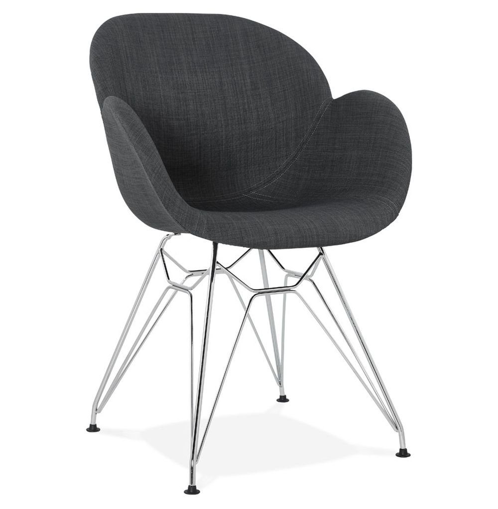 KADIMA DESIGN Esszimmerstuhl ROA Loungesessel Textile Dunkles Grau (dark grey) | Stühle