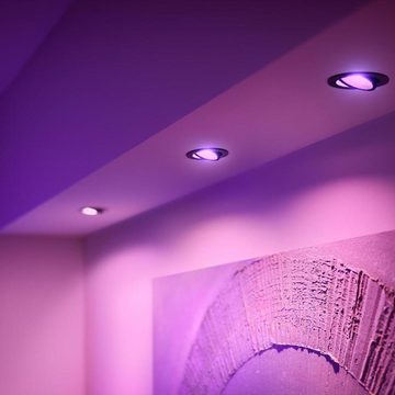 Philips Hue LED Deckenstrahler Bluetooth White & Color Ambiance Einbauspot Centura in Schwarz 5W, keine Angabe, Leuchtmittel enthalten: Ja, LED, warmweiss, Deckenstrahler, Deckenspot, Aufbaustrahler