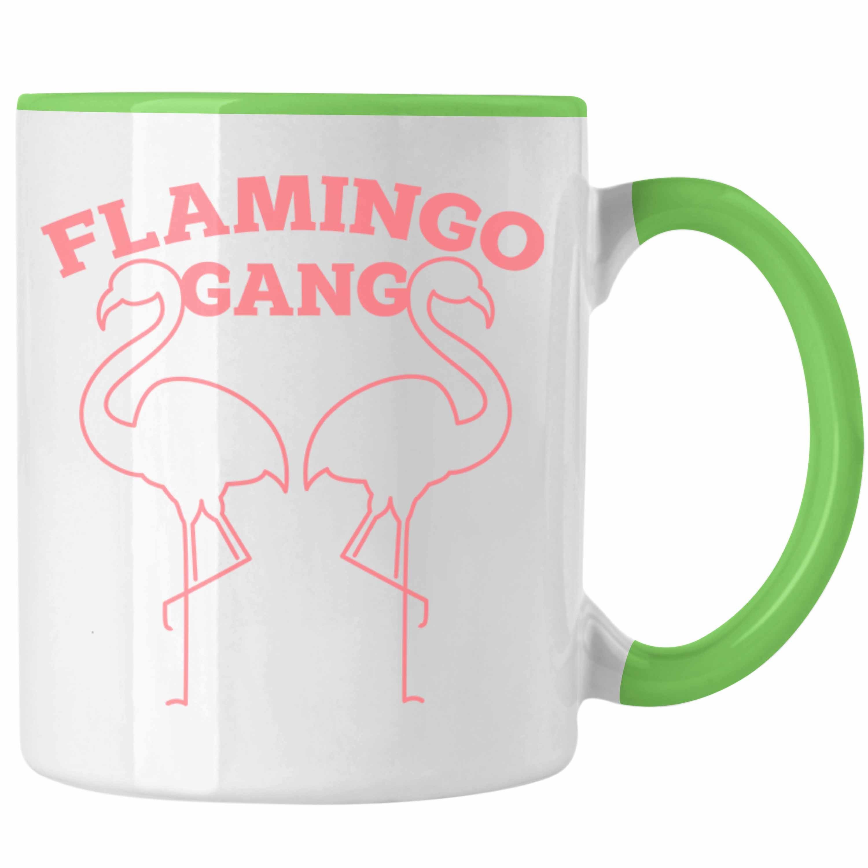 Trendation Tasse Trendation -Flamingo Pink Lustige Tasse Flamingo-Fans Geschenkidee Fla Grün