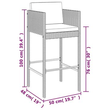 vidaXL Gartenlounge-Set 3-tlg. Gartenbar-Set mit Kissen Schwarz Poly Rattan, (3-tlg)