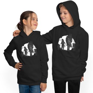 MyDesign24 Hoodie Kinder Kapuzen Sweatshirt Hoodie Mädchen führt Hund und Pferd aus Kapuzensweater mit Aufdruck, i150