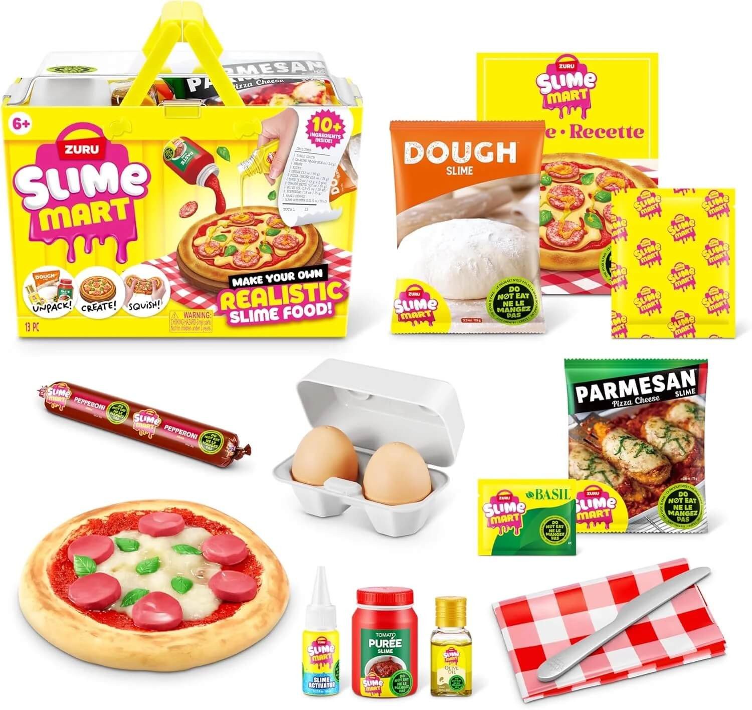 ZURU Kinder-Haushaltsset ZURU 15905B - Slime Mart Pizza im Einkaufskorb - Schleim
