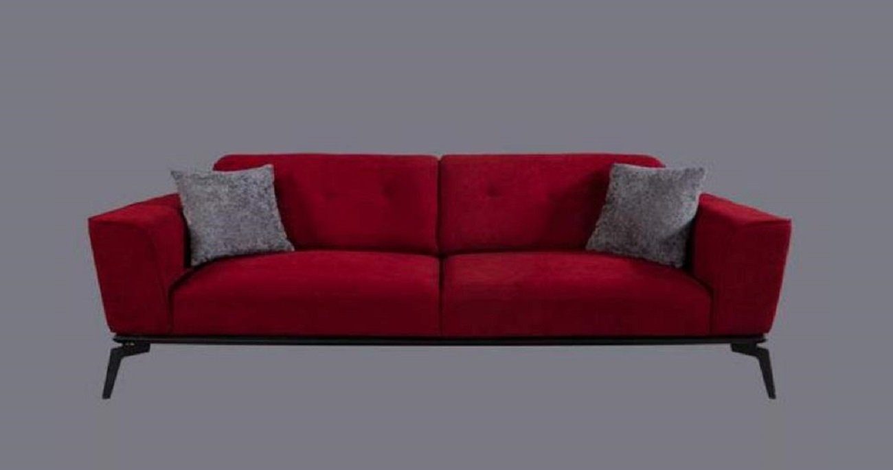 JVmoebel 3-Sitzer Luxus Dreisitzer Moderne Couch Möbel Rot Couchen Stoff Textil