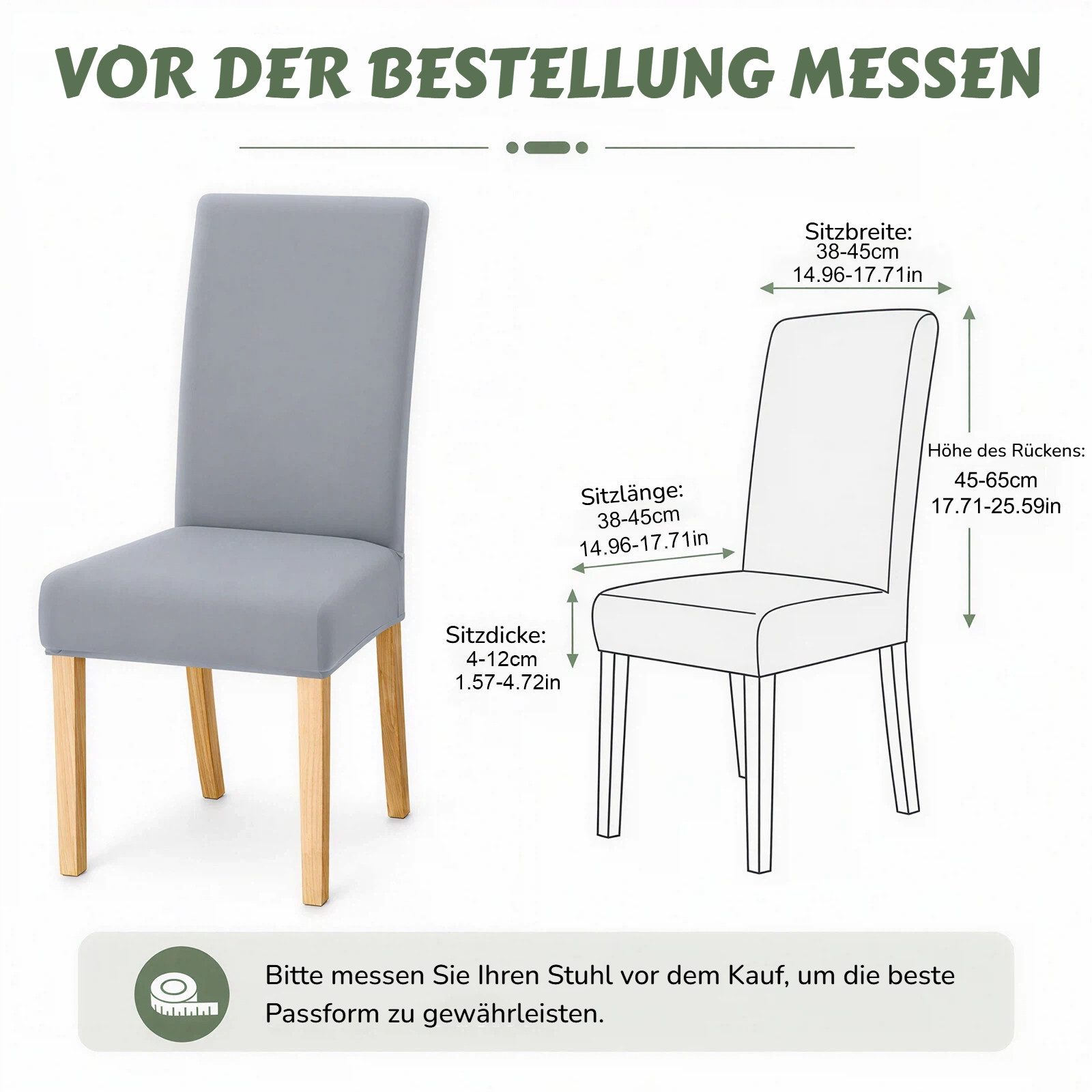 BlingBin Stuhlhusse Stretch Stuhlhussen für Esszimmer, Abnehmbar und Waschbar Stuhlbezüge, Parsons-Stuhlbezüge, Stuhlschutz für Küche, Hotel, Restaurant, Grau – Bild 2 von 5