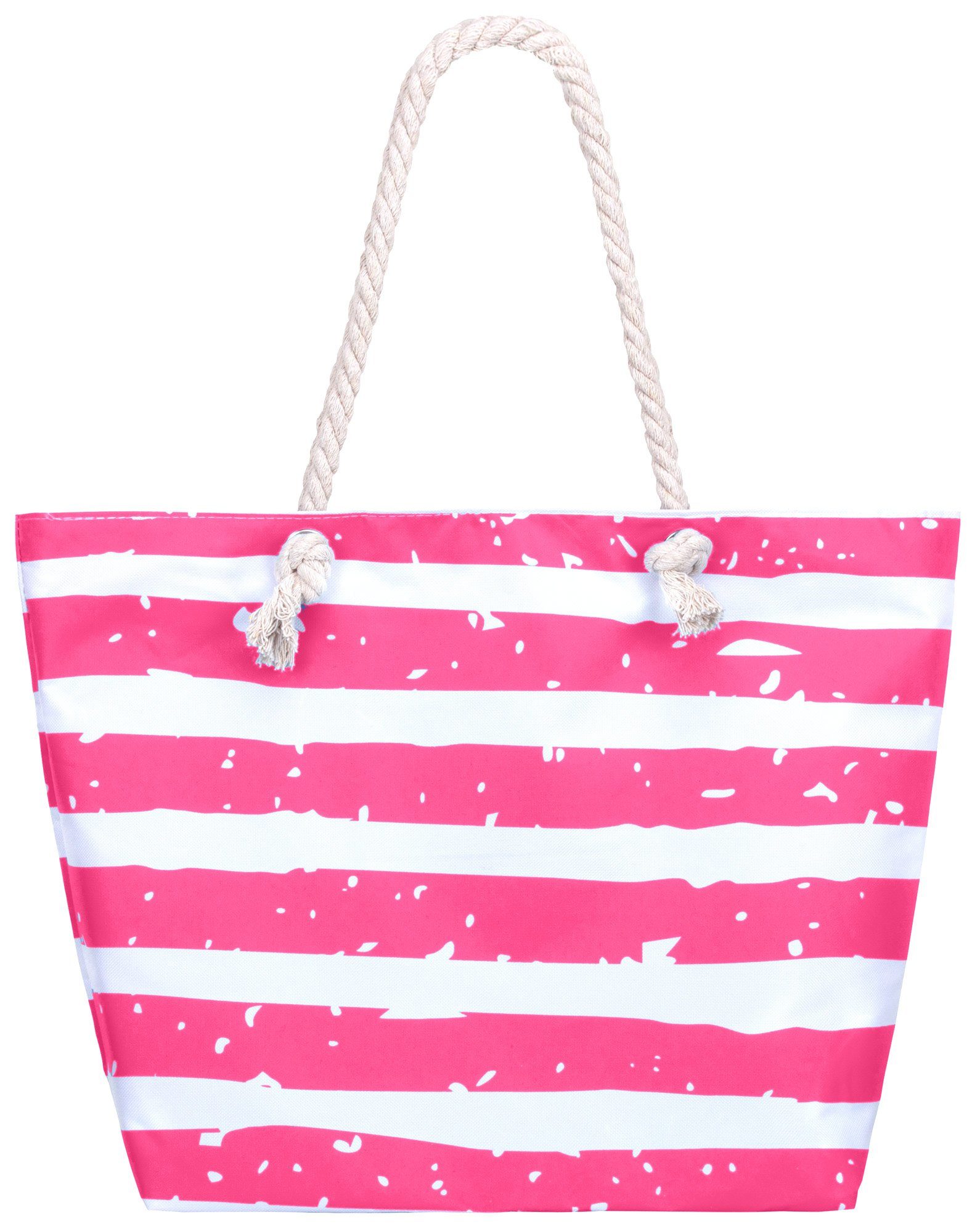 breiter Strandtasche Kordel Schultertasche compagno XXL pink Bag Shopper Ananas Strandtasche Beach (1-tlg), mit