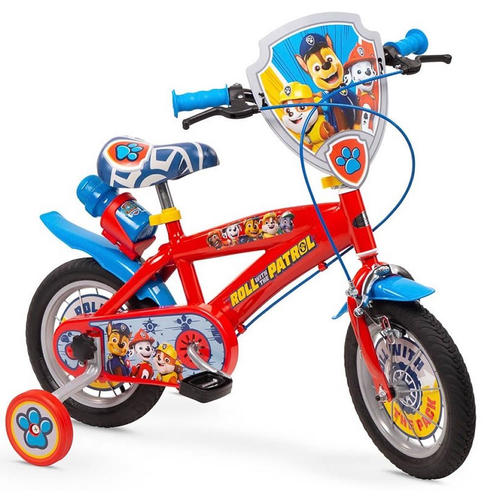 Toimsa Bikes Kinderfahrrad Paw Patrol Fahrrad – 12/14/16 Zoll mit Stützrädern Trinkflasche, 1 Gang, Kettenschutz, Schutzbleche, Stützräder, Trinkflasche