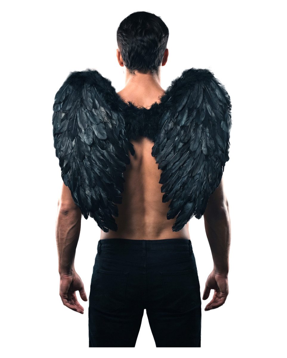 Horror-Shop Kostüm-Flügel Schwarze Federflügel Kostüm – Faltbare Engel Flüge